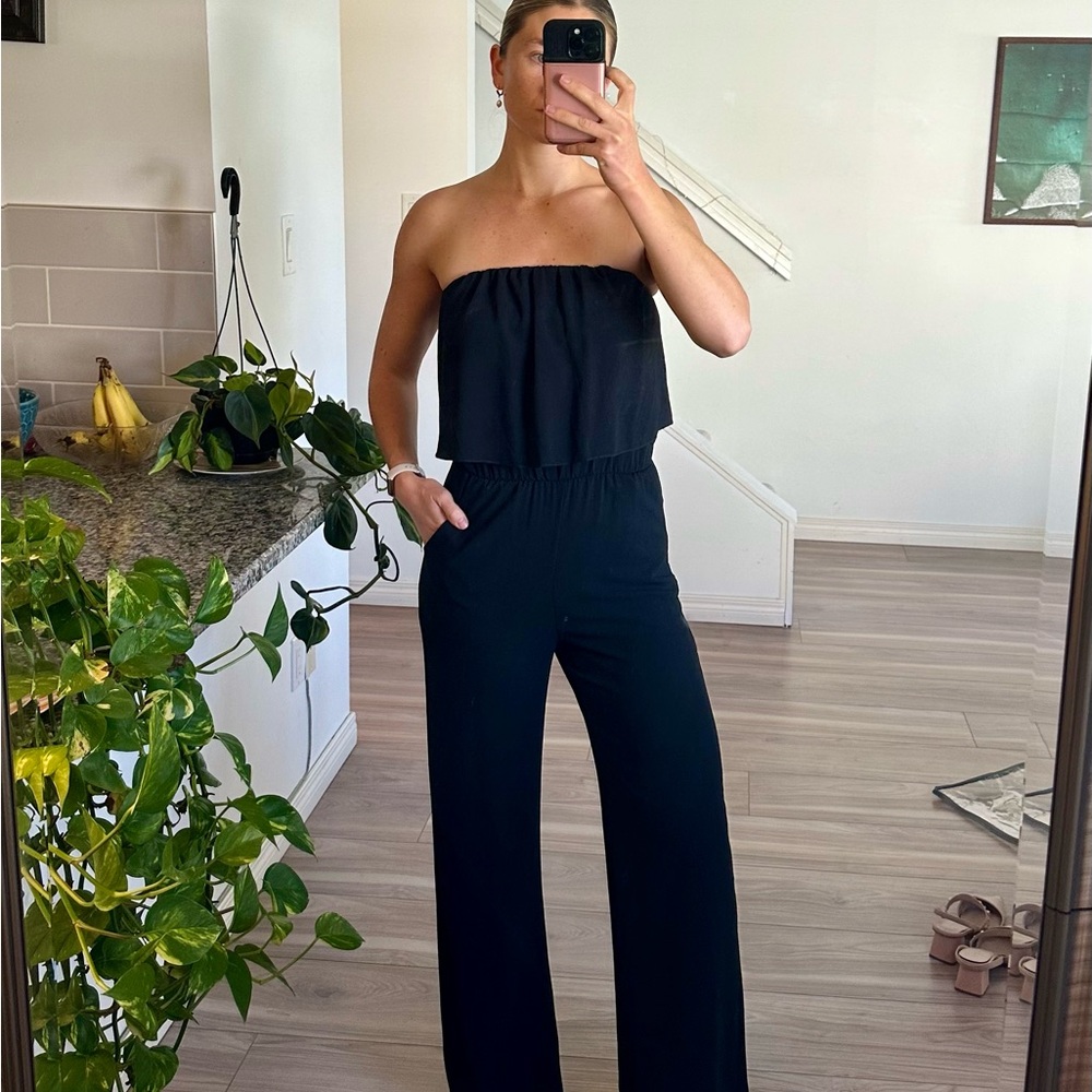 Elegant Black Strapless Jumpsuit